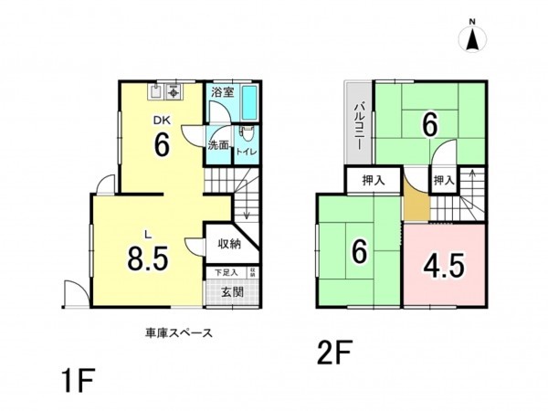 八尾市西山本町、中古一戸建ての間取り画像です