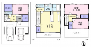 八尾市東本町、新築一戸建ての間取り画像です