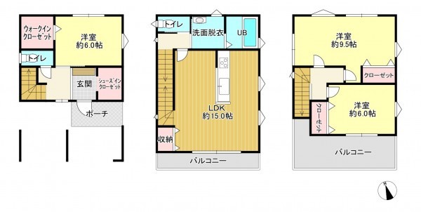 八尾市東本町、新築一戸建ての間取り画像です