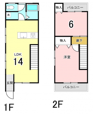 八尾市福万寺町、中古一戸建ての間取り画像です
