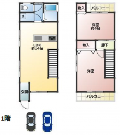 八尾市福万寺町、中古一戸建ての間取り画像です