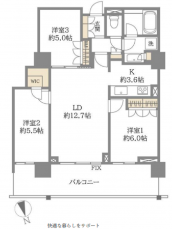 八尾市龍華町、マンションの間取り画像です
