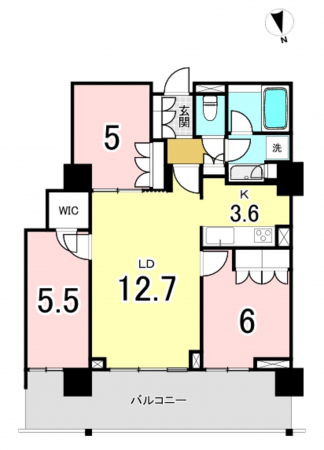 八尾市龍華町、マンションの間取り画像です
