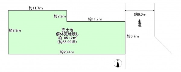 八尾市東太子、土地の間取り画像です