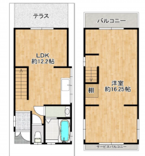 八尾市福万寺町南、中古一戸建ての間取り画像です