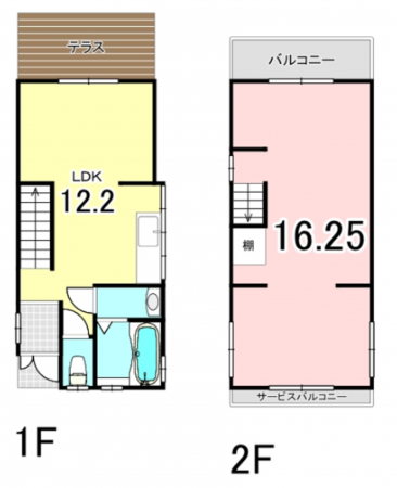 八尾市福万寺町南、中古一戸建ての間取り画像です