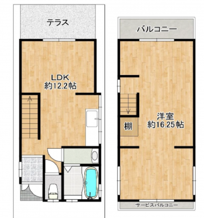 八尾市福万寺町南、中古一戸建ての間取り画像です