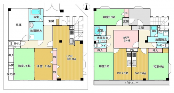 八尾市刑部、収益物件/アパートの間取り画像です
