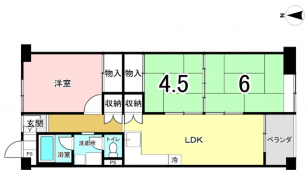 八尾市明美町、マンションの間取り画像です