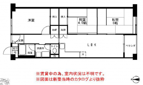 八尾市明美町、マンションの間取り画像です
