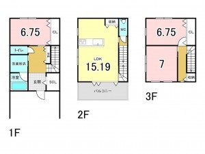八尾市曙町、新築一戸建ての間取り画像です