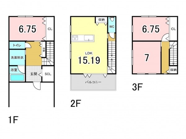 八尾市曙町、新築一戸建ての間取り画像です