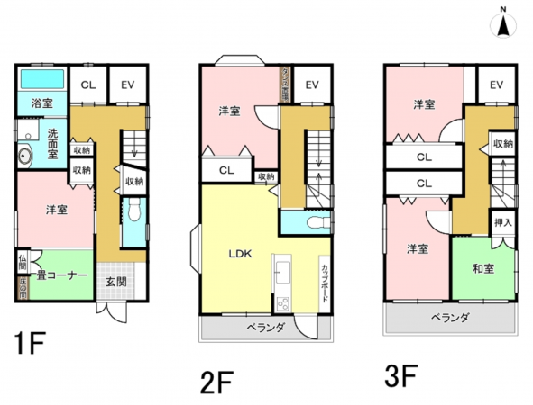 八尾市堤町、中古一戸建ての間取り画像です