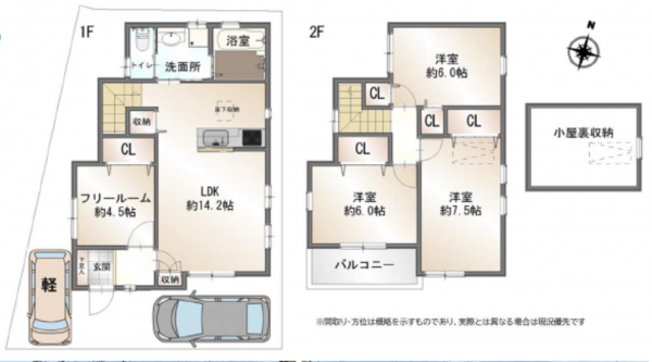 八尾市福万寺町南、中古一戸建ての間取り画像です