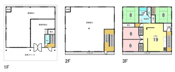 八尾市沼、収益物件/店舗付住宅の間取り画像です