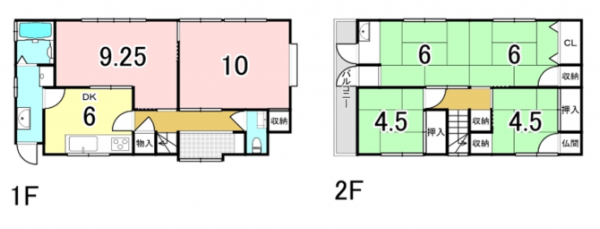 八尾市高美町、中古一戸建ての間取り画像です