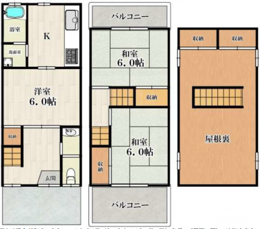八尾市曙町、中古一戸建ての間取り画像です