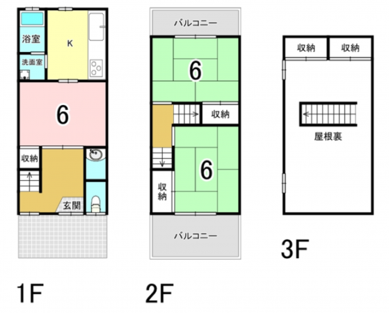 八尾市曙町、中古一戸建ての間取り画像です