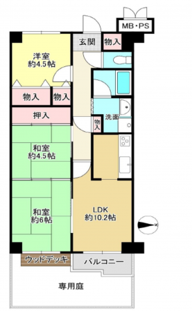 八尾市山本町北、マンションの間取り画像です