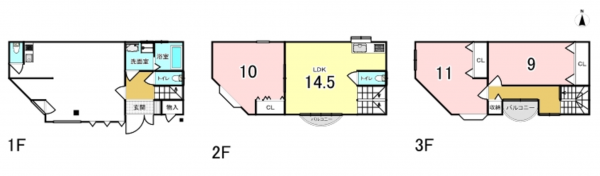八尾市南太子堂、中古一戸建ての間取り画像です