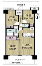 八尾市永畑町、マンションの間取り画像です