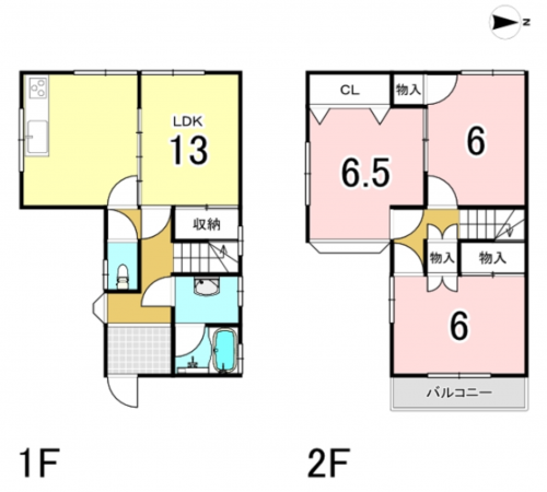八尾市刑部、中古一戸建ての間取り画像です