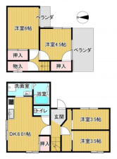 八尾市楠根町、中古一戸建ての間取り画像です