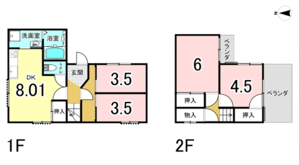 八尾市楠根町、中古一戸建ての間取り画像です