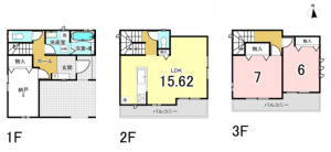 八尾市志紀町南、新築一戸建ての間取り画像です