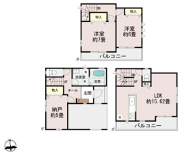 八尾市志紀町南、新築一戸建ての間取り画像です