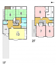 八尾市東山本町、中古一戸建ての間取り画像です