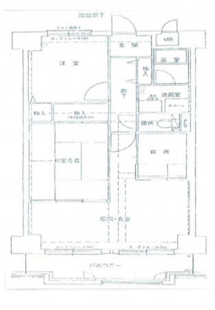 八尾市東久宝寺、マンションの間取り画像です