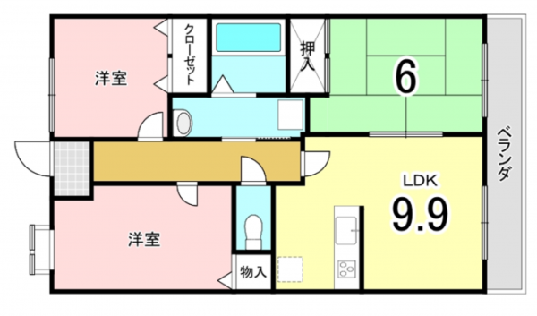 八尾市竹渕、マンションの間取り画像です