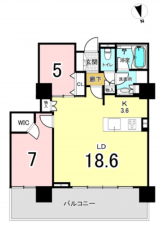 八尾市龍華町、マンションの間取り画像です