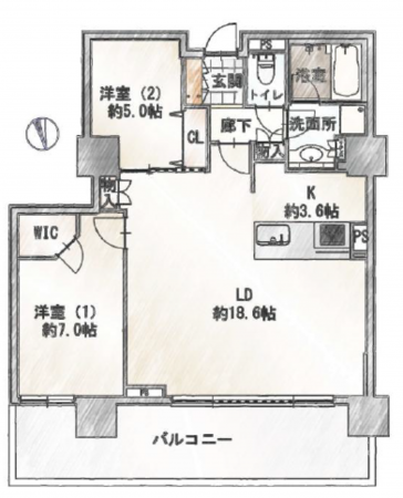 八尾市龍華町、マンションの間取り画像です
