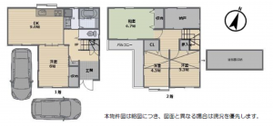 八尾市二俣、中古一戸建ての間取り画像です