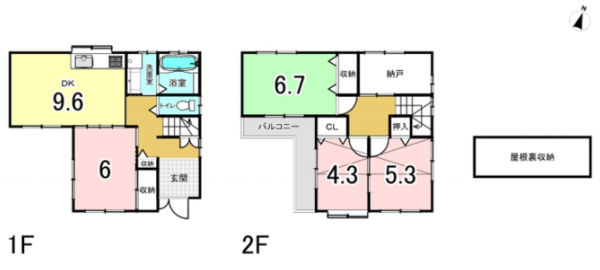 八尾市二俣、中古一戸建ての間取り画像です