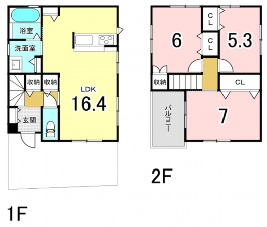 八尾市田井中、中古一戸建ての間取り画像です
