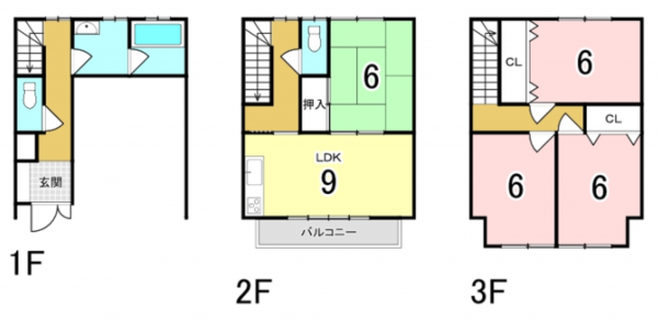 八尾市南植松町、中古一戸建ての間取り画像です