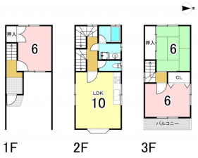 八尾市中田、中古一戸建ての間取り画像です