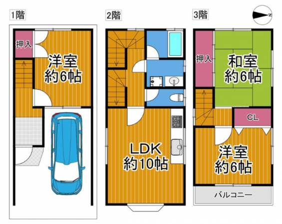 八尾市中田、中古一戸建ての間取り画像です