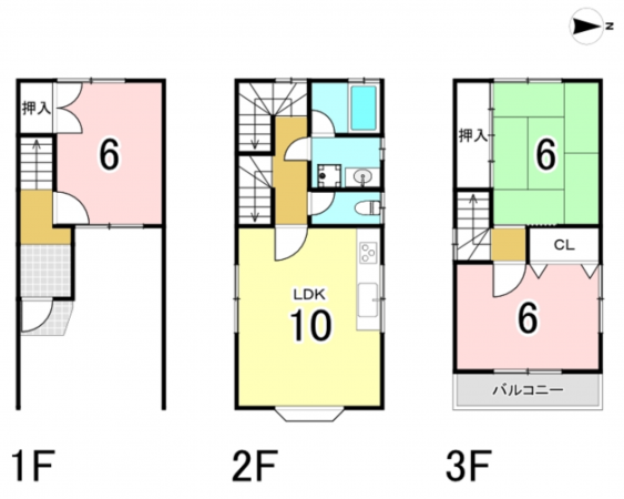 八尾市中田、中古一戸建ての間取り画像です