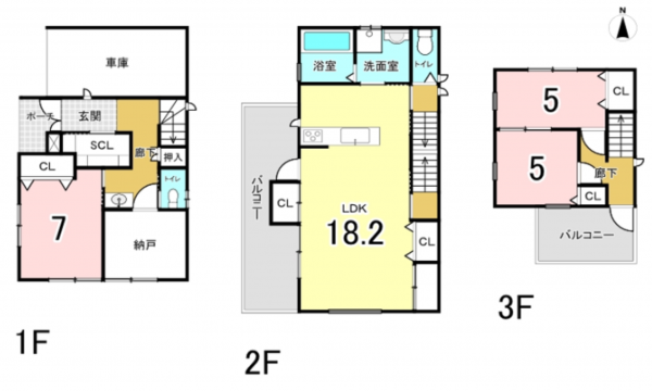 八尾市柏村町、中古一戸建ての間取り画像です