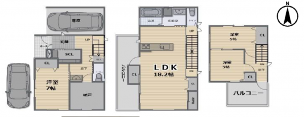 八尾市柏村町、中古一戸建ての間取り画像です