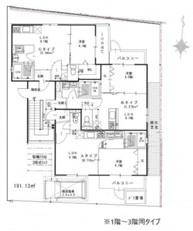 八尾市上之島町南、収益物件/アパートの間取り画像です