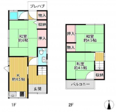 八尾市西山本町、中古一戸建ての間取り画像です
