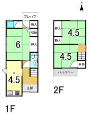 八尾市西山本町、中古一戸建ての間取り画像です