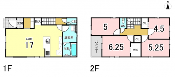 八尾市刑部、新築一戸建ての間取り画像です