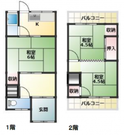 八尾市山城町、中古一戸建ての間取り画像です