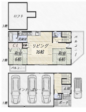 八尾市刑部、中古一戸建ての間取り画像です